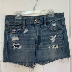 American Eagle Outfitters Blue Distressed Jean Shorts